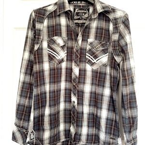 Buckle Black Men’s Snap Button Down SIZE M